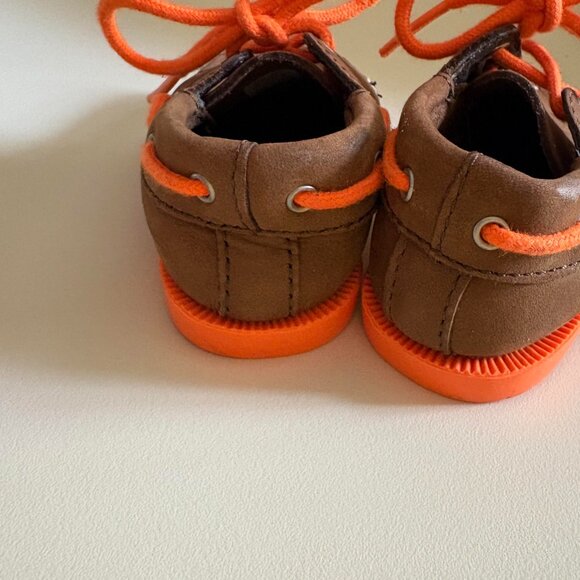 SPERRY TOPSIDERS BOAT DECK SHOES Toddler 2 Month Slip On Casual Comfort Orange - Picture 4 of 5